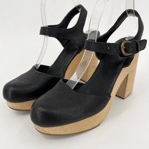 Rachel Comey Dekalb Clog Chunky high heel closed-toe wood platform leather shoe